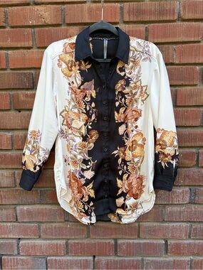 Anthropologie Floral Paisley Blouse XS Interview Fall Dinner Thanksgiving NWOT